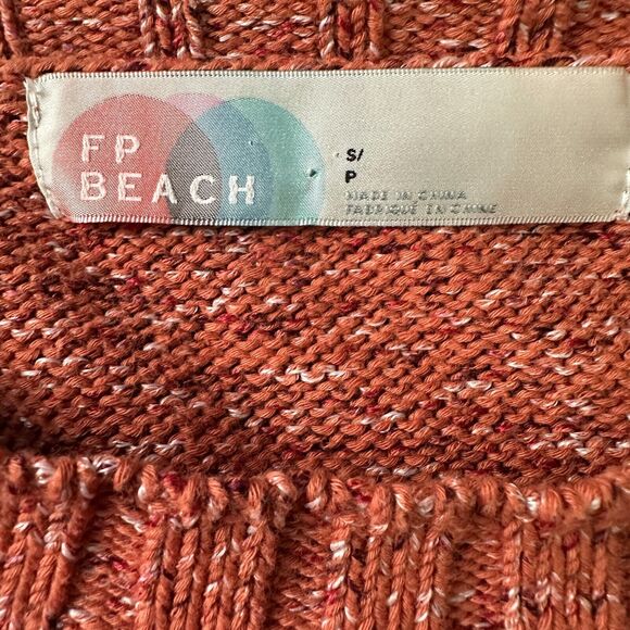Free People FP Beach Sweater Women’s Small Orange Long Sleeve Pullover Knitted - Picture 6 of 10